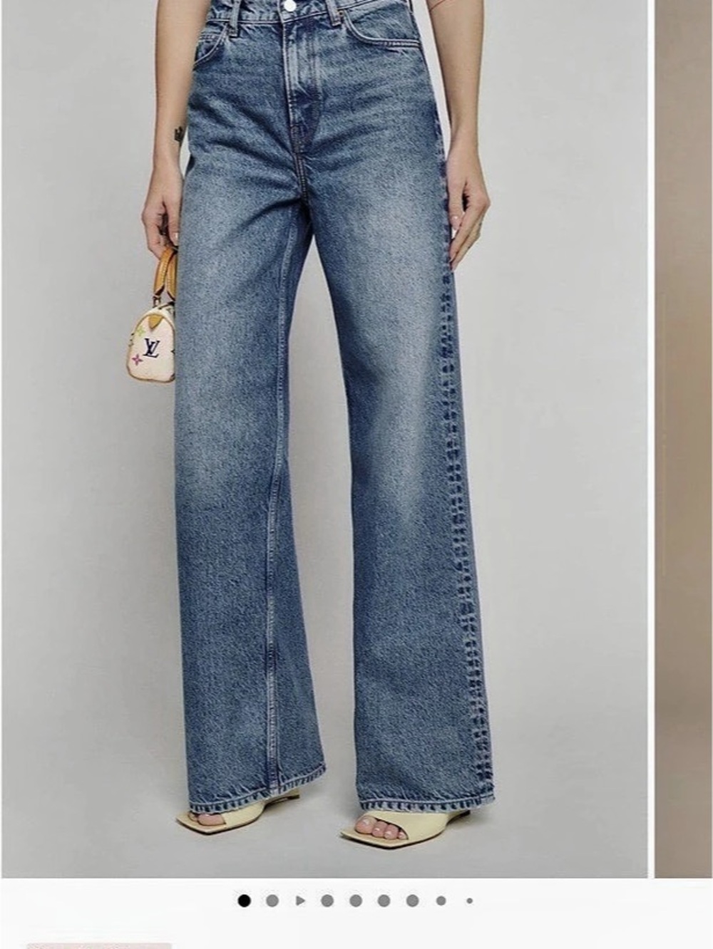 Reformation Cary High Rise Slouchy Wide Leg Jeans Blue Waist 28